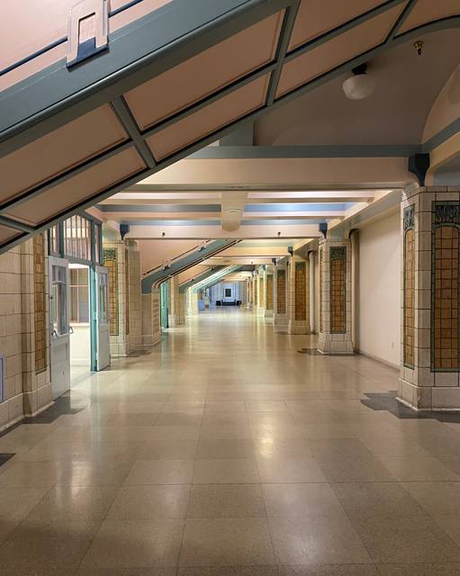 The now empty halls of Indianapolis Union Railroad Station hold only the memories of travelers past.