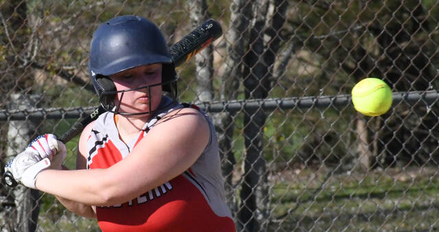 129556095_web1_Eastern_SB_batter
Eastern Brown High School senior Riley Kattwinkel bats against West Union High School on Tuesday, April 11 at West Union. Kattwinkel had four hits and three RBI in the game.