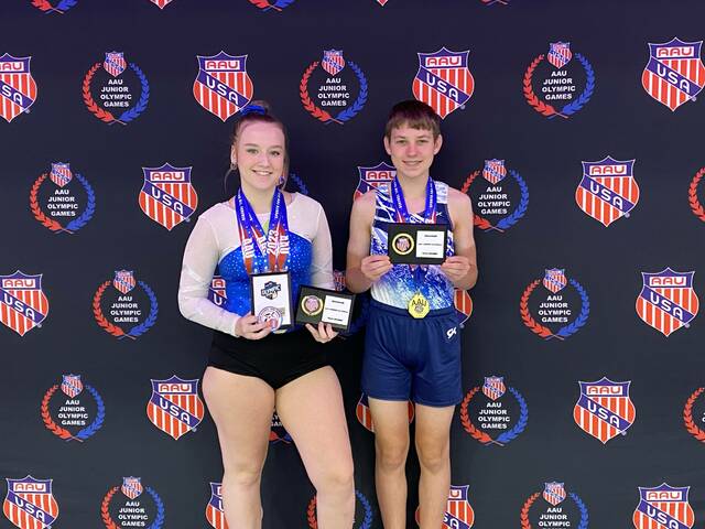 129900457_web1_IMG_6289
Michael Keyes, of Mt. Orab, and Madisyn Gable, of Georgetown, were officially announced during AAU Junior Olympics in Des Moines, Iowa as being selected to represent the 2024-2025 AAU Tumbling and Trampoline Senior National Team.